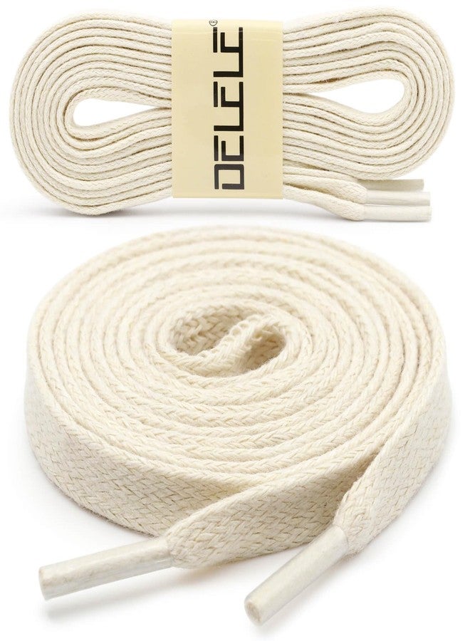 DELELE Flat Waxed Cotton Shoelaces: 39 inch Beige Wax Shoe Laces for Sneakers Boot 2 Pair - Image 2